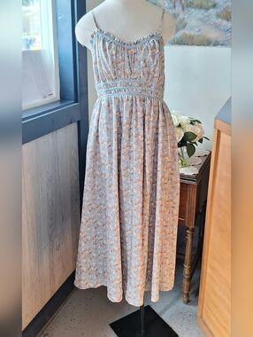 Wishlist Apparel Boho Floral Piping Sleeveless Midi, M, Style#WL23-7889, NWT
